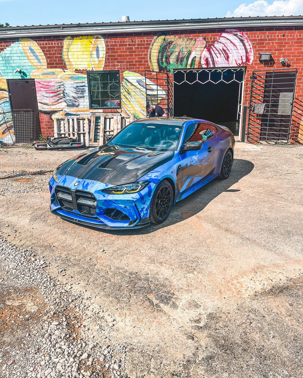 One-of-one custom wrap on a BMW M4, designed by Jay's Car Designs